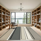 Neutral Tone Rectangular Panel Composition Rug