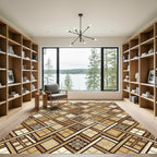 Earthy Geometric Lattice Woven Beige Rug