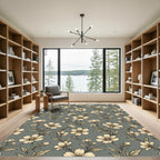 Cream Daisy Floral Scroll Rug