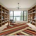 Abstract Earthy Tone Diagonal Stripe Rug