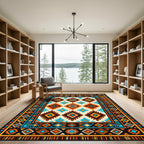 Vibrant Geometric Aztec Diamond Area Rug