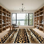 Leopard Print With Tall Grass Stripes Rug