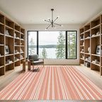 Terracotta White Vertical Stripe Rug