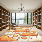 Whimsical Golden Cloudy Sky Bubble Art Rug
