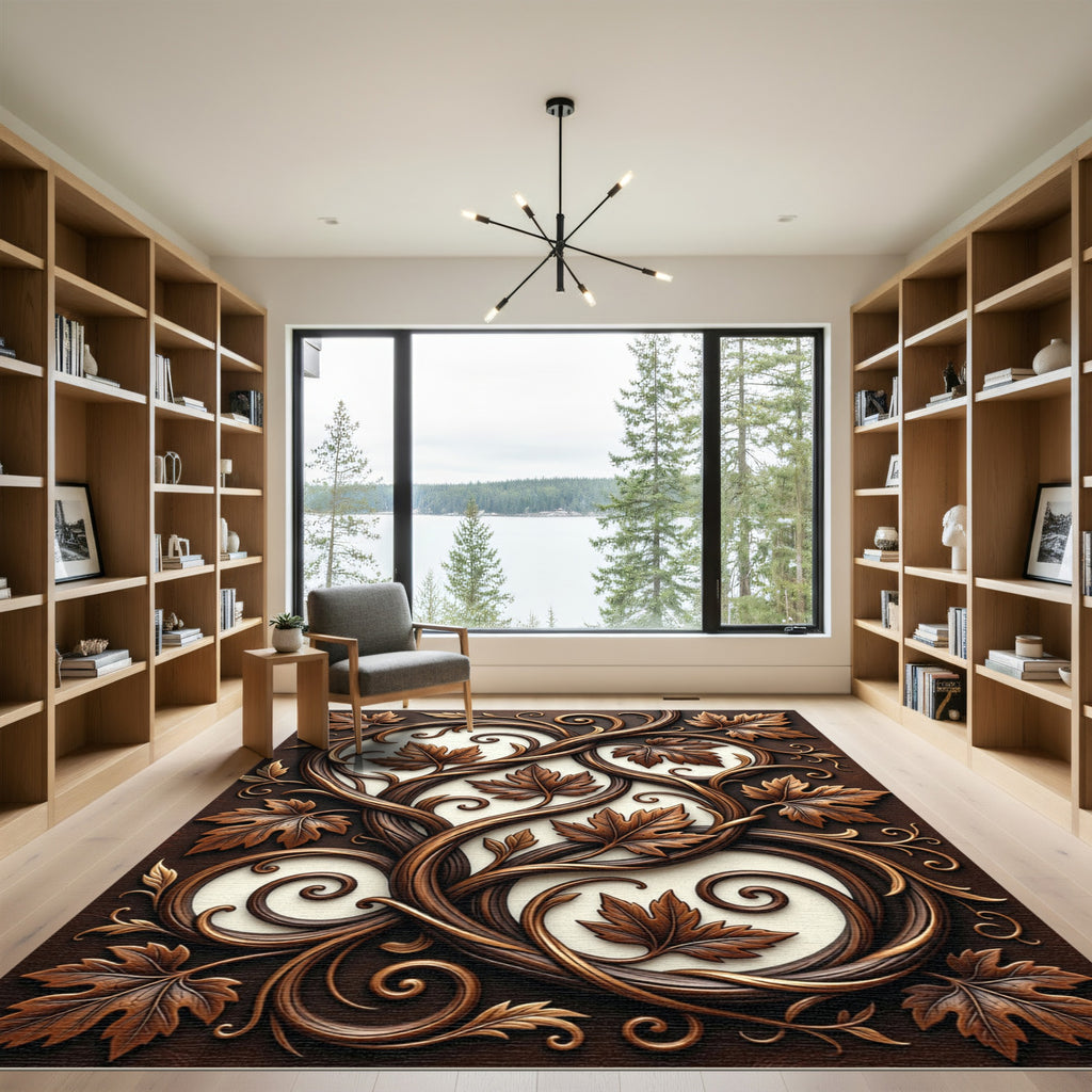 Gilded Bronze Vine Leaf Swirls Rug