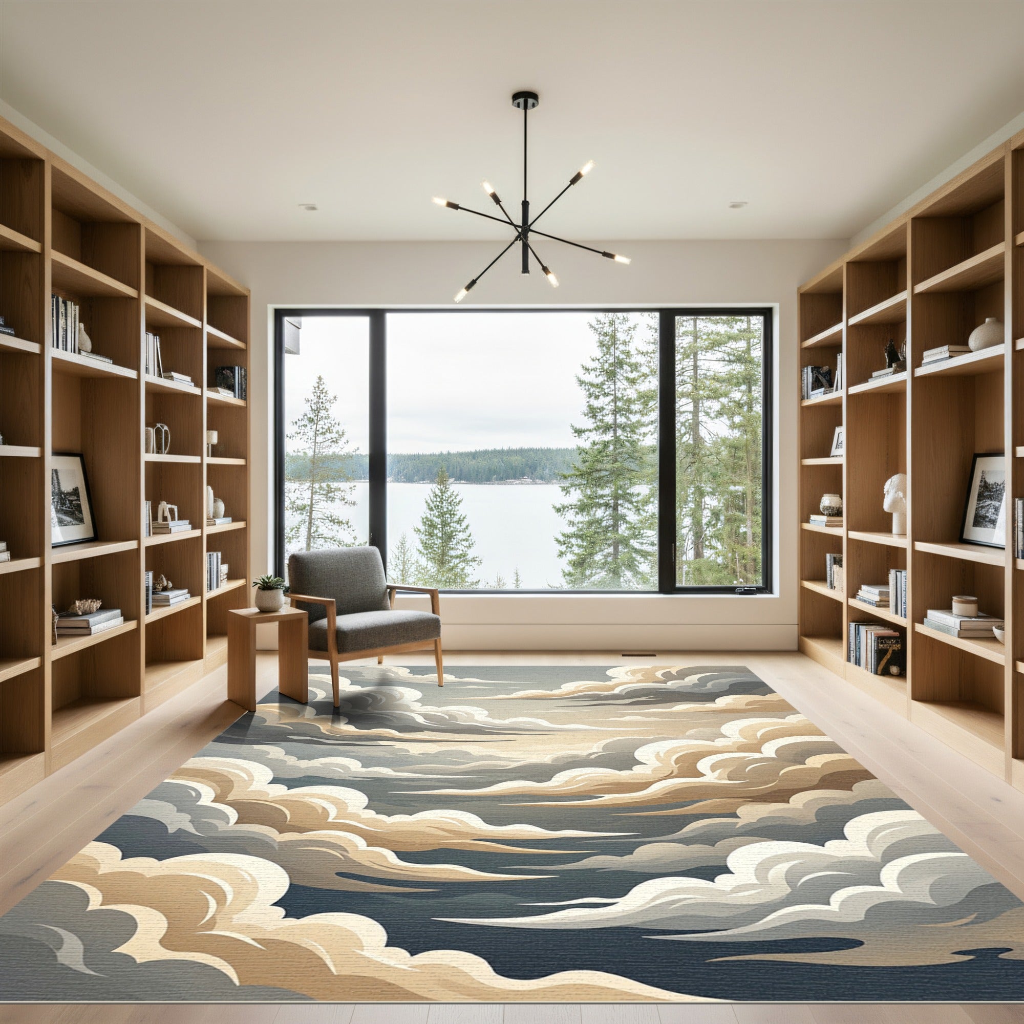 Ethereal Beige and Slate Cloudscape Rug