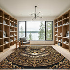 Majestic Gold Feline Medallion Rug