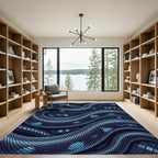Luminescent Indigo Serpent Scale Wave Rug