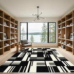Monochrome Geometric Block Linear Rug