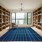 Electric Blue Geometric Lattice Rug