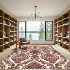 Elegant Blush Heart Damask Scroll Rug