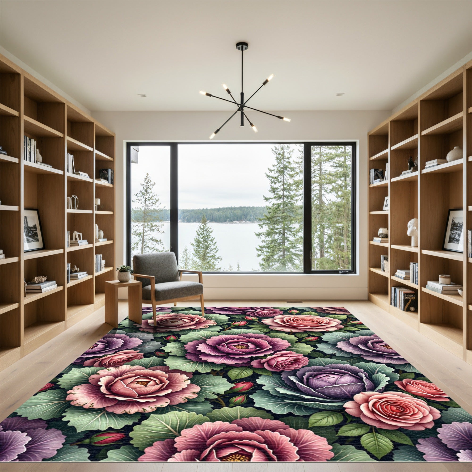 Romantic Rose Cabbage Garden Bloom Rug