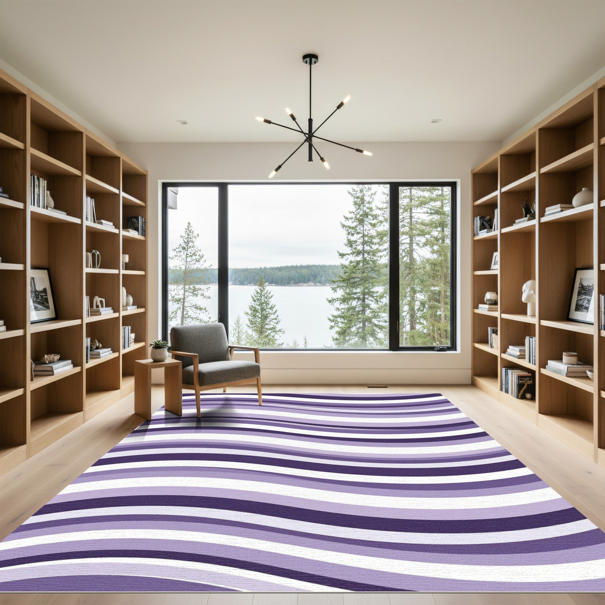 Amethyst Wave Stripe Composition Rug