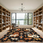 Tribal Sun Horse Figures Orange Black Rug