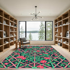 Peony Trellis Garden Teal Rose Rug