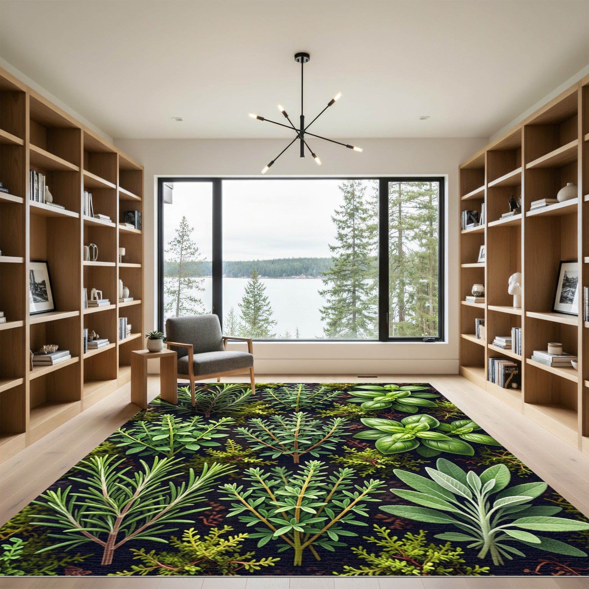 Green Herb Garden Arrangement Rug