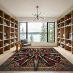 Gothic Crimson Golden Celestial Compass Rug