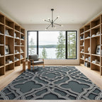 Sophisticated Gray Interlocking Quatrefoil Tile Rug