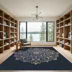 Elegant Lavender Cream Swirl Medallion Rug