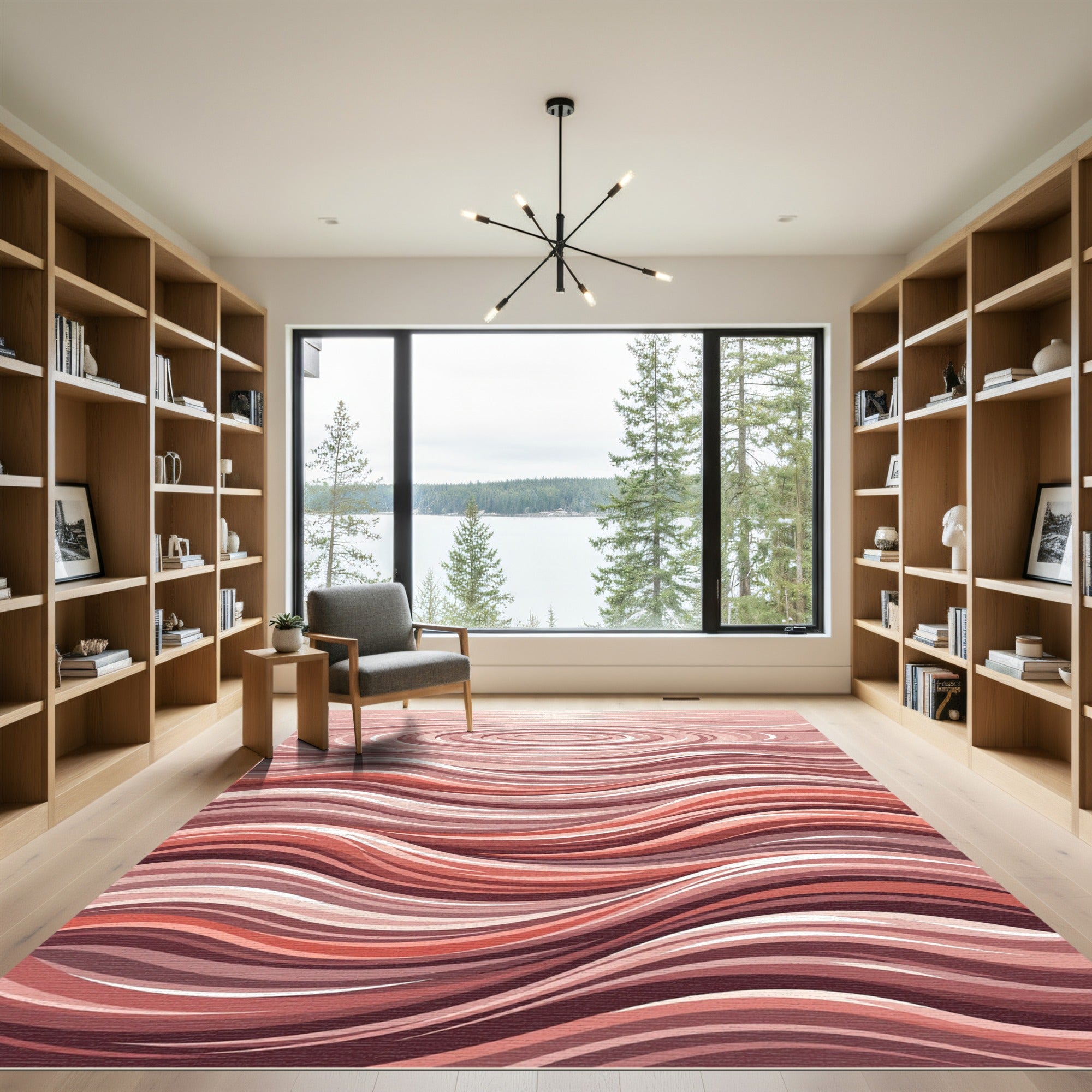 Blush Coral Wavy Stripes Rug