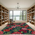 Crimson Pink Carnation Garden Rug