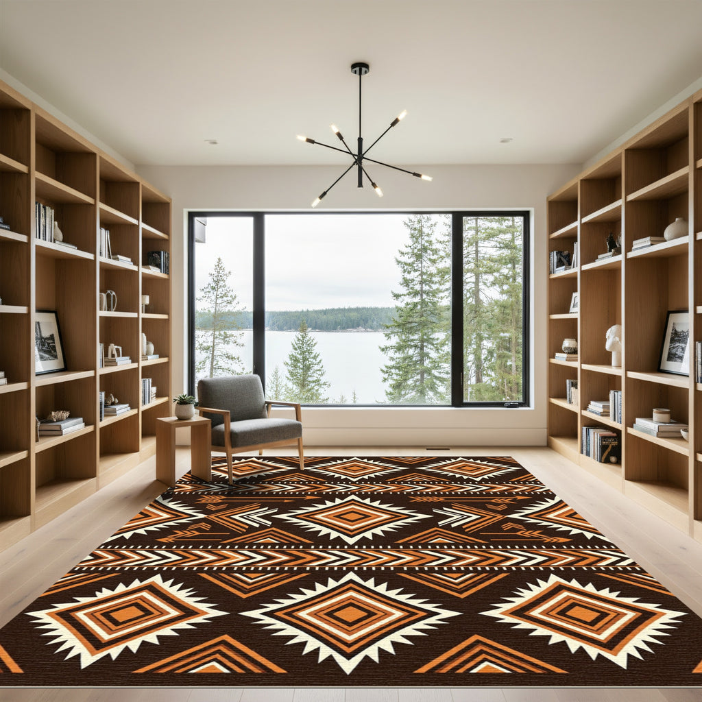 Geometric Diamond Arrow Earthy Tone Rug