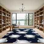 Minimalist Silver Piggy Bank Grid Rug