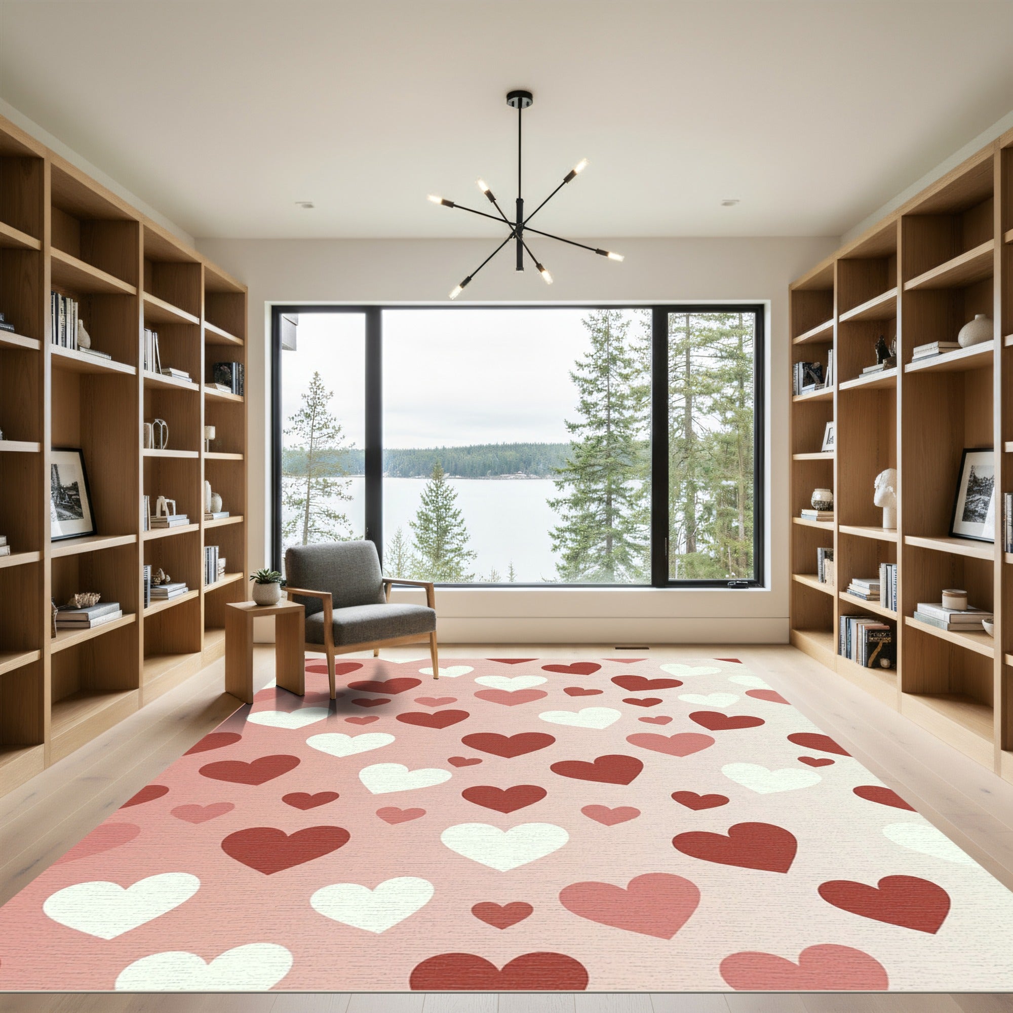 Romantic Hearts Collage Gradient Background Rug