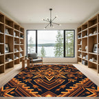 Geometric Golden Star Amber Aztec Art Rug