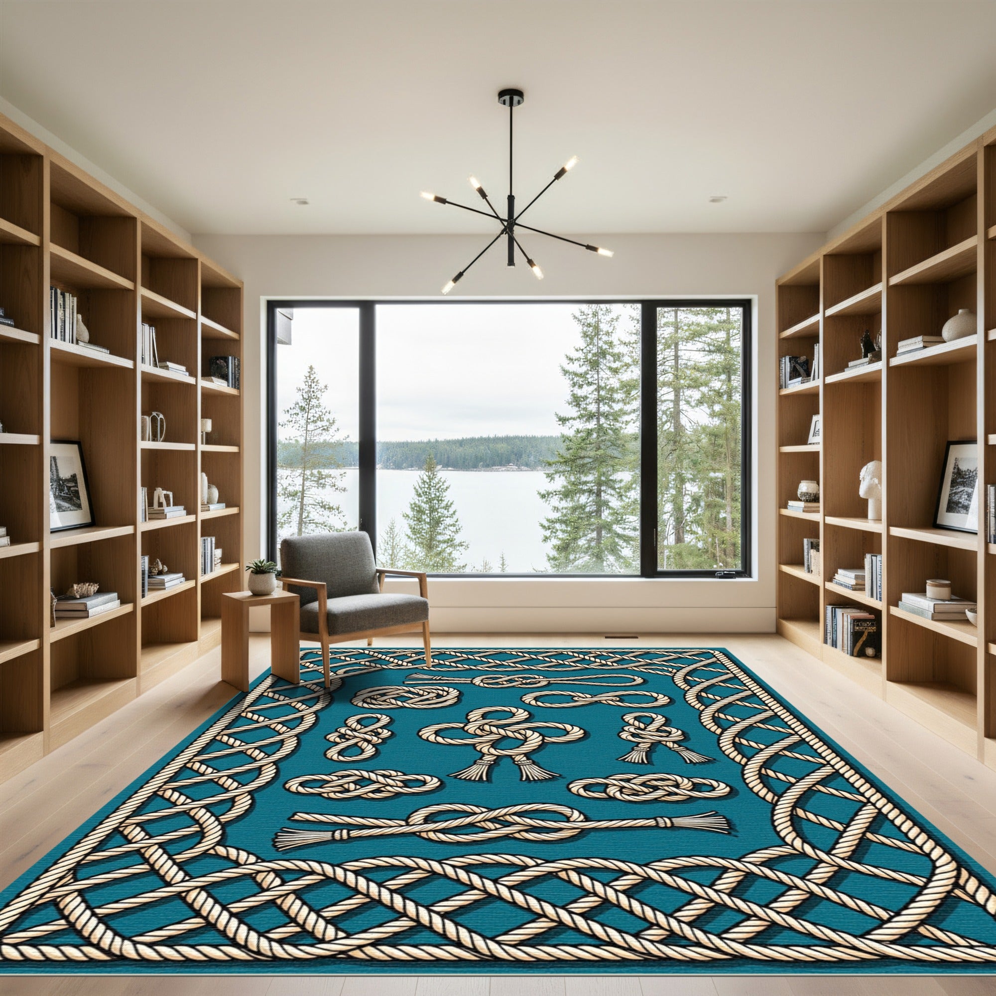 Nautical Knots Cream Border Rug