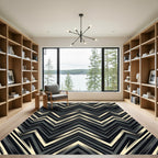 Modern Monochrome Chevron Zigzag Geometric Rug