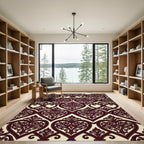 Ornate Crimson Heart Interlocking Pattern Rug