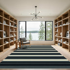 Classic Charcoal Cream Horizontal Stripe Rug