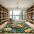 Pink Yellow Rose Hydrangea Floral Arrangement Rug