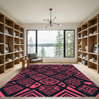 Bold Neon Pink Geometric Tribal Abstract Rug