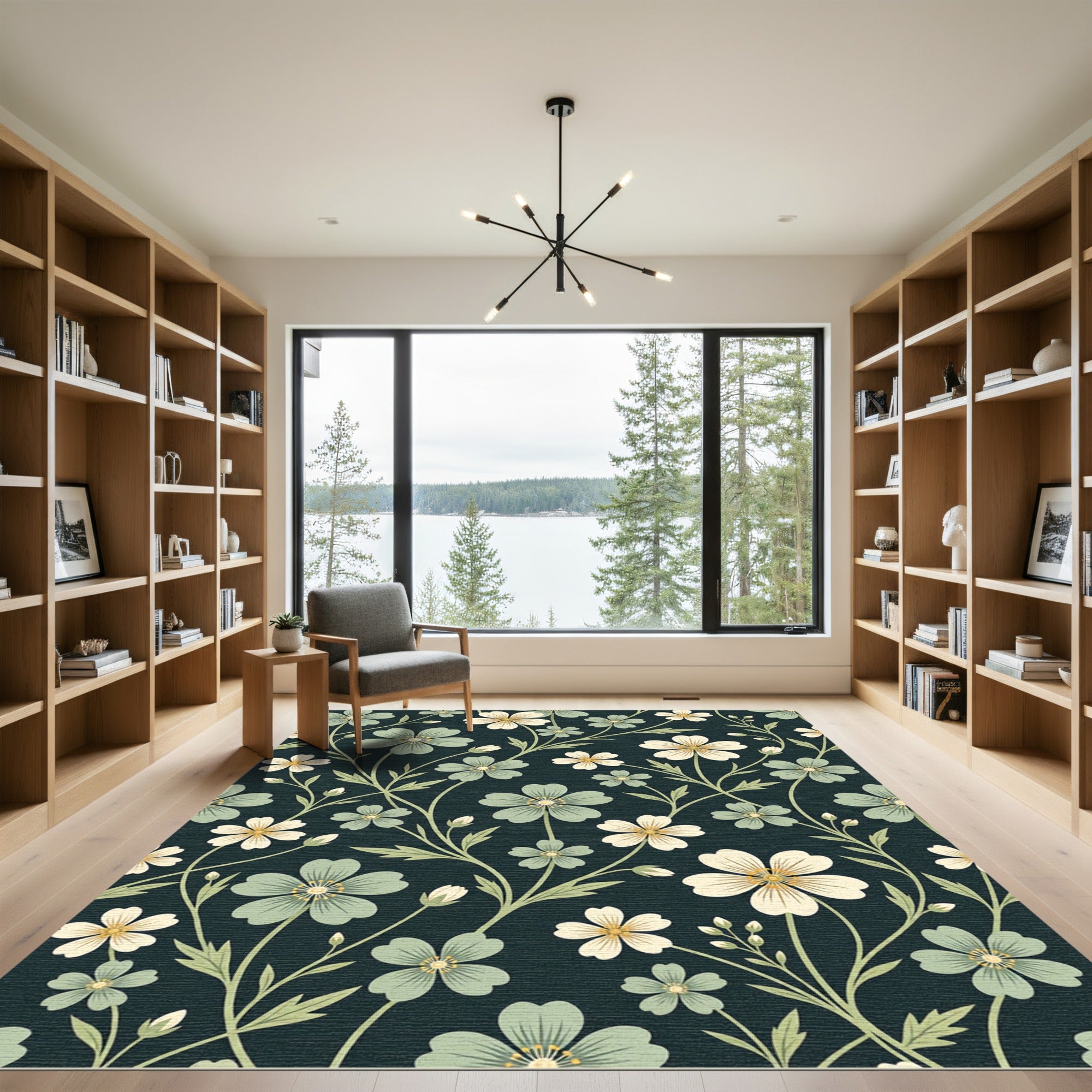 Sage and Cream Wildflower Botanical Rug