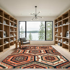 Terracotta Hexagon Floral Geometric Boho Rug