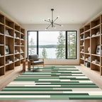 Modern Sage Forest Linear Block Rug