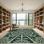 Green Bamboo Radial Medallion Rug