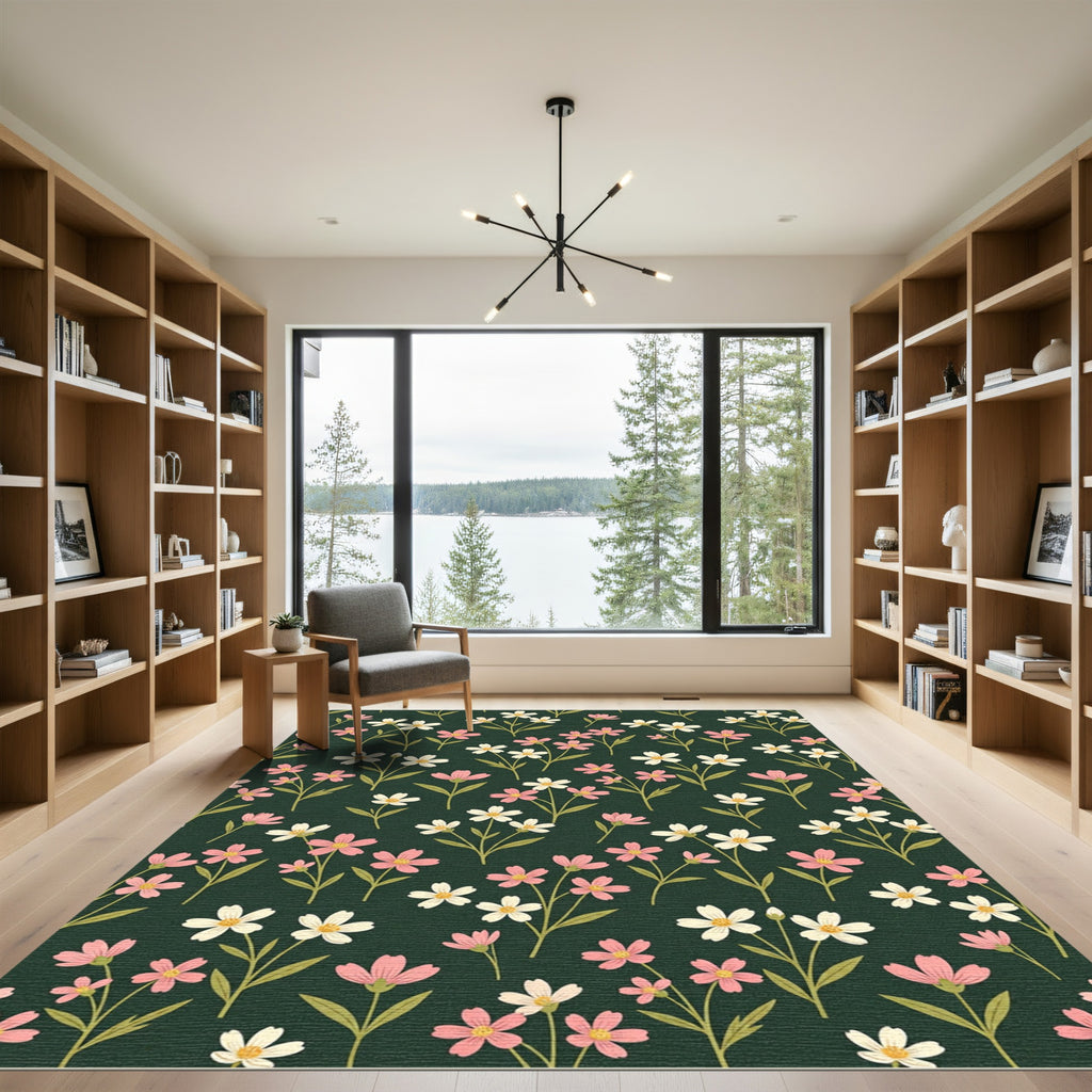 Dark Forest Wildflower Meadow Flora Rug