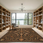 Ornate Golden Floral Paisley Medallion Rug