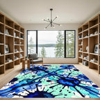 Electric Blue Aqueous Ink Splash Rug