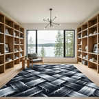 Monochrome Metallic Interwoven Diagonal Weave Rug