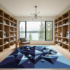 Geometric Blue Prism Abstract Art Rug