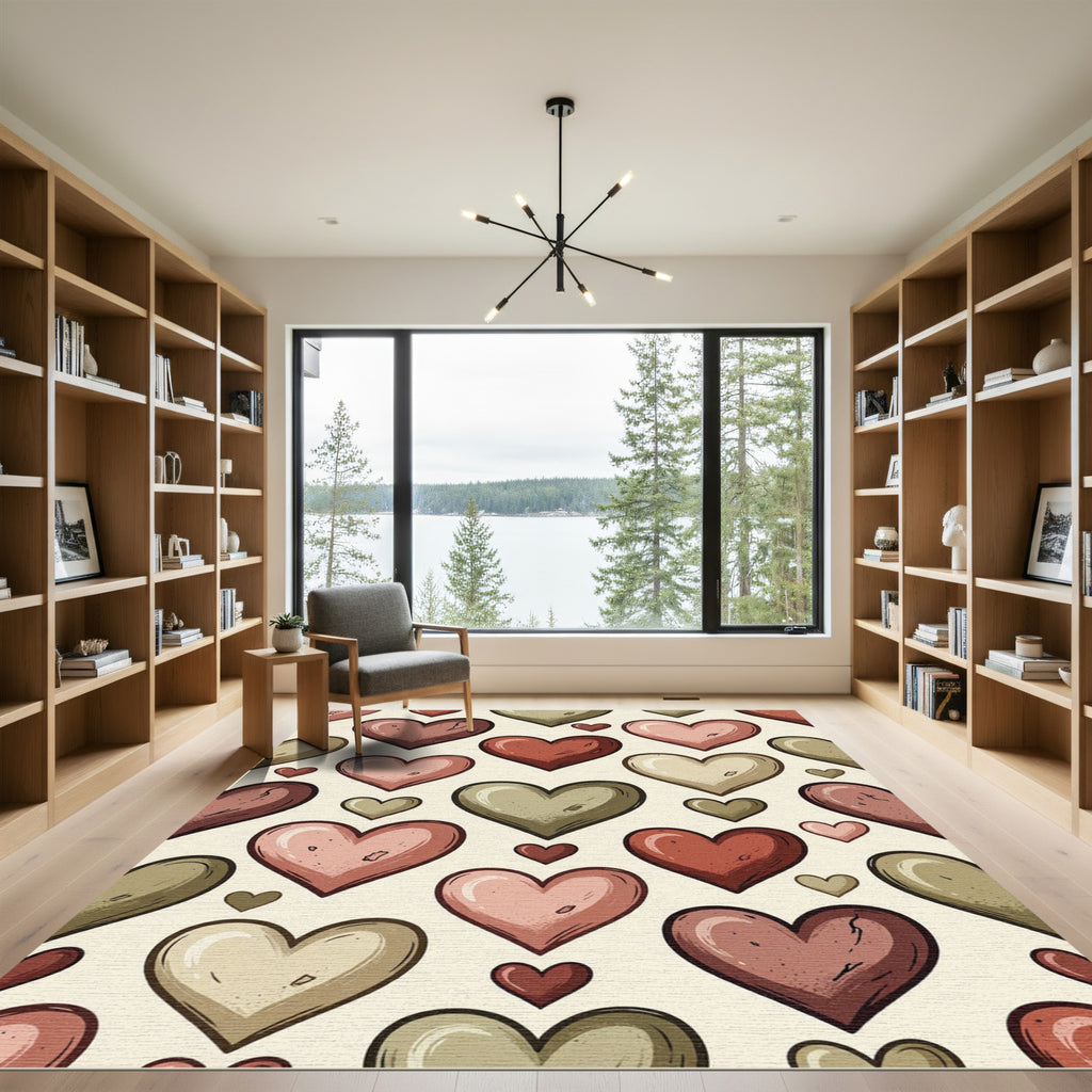 Rustic Earthy Heart Medley Illustration Rug