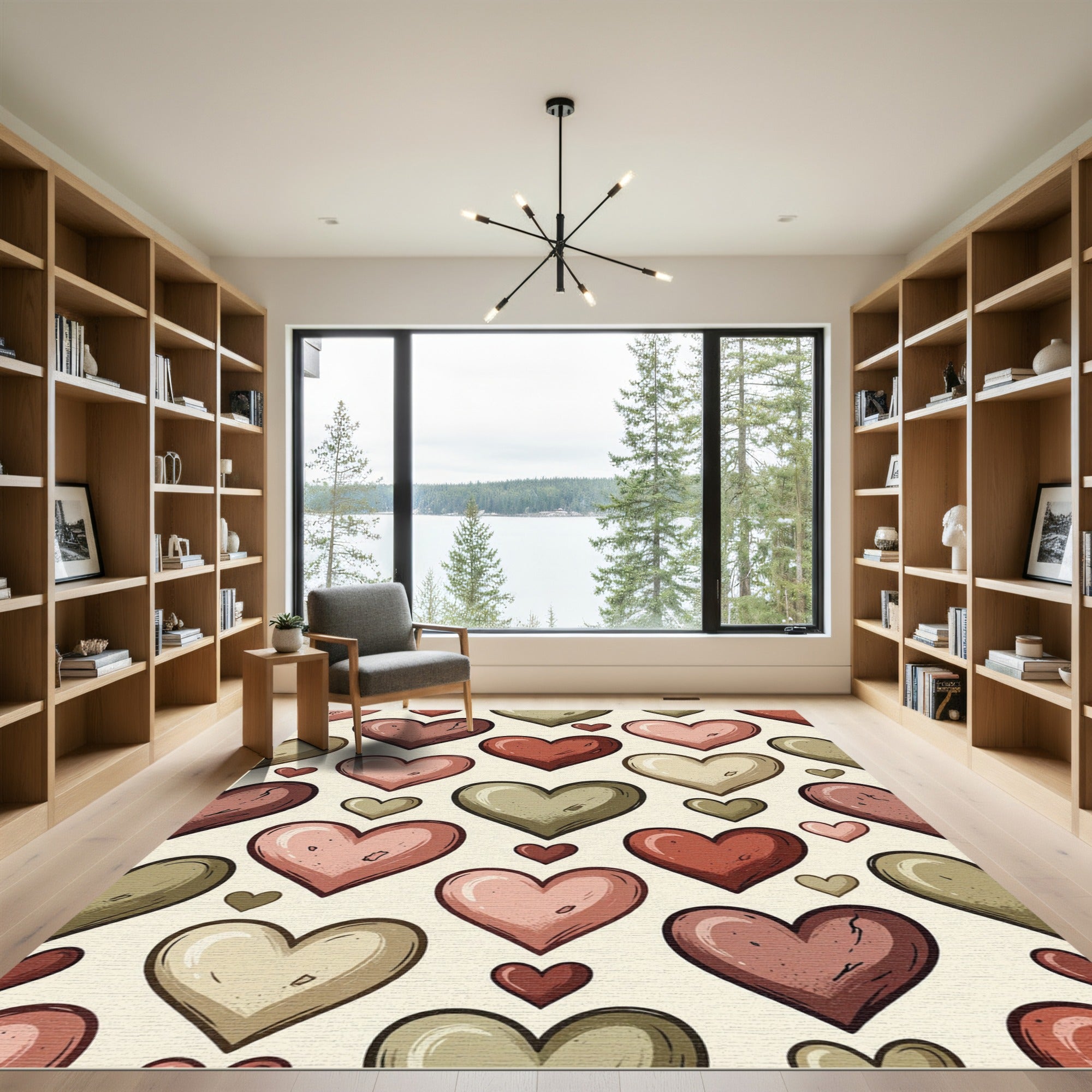 Rustic Earthy Heart Medley Illustration Rug