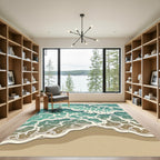 Abstract Teal Oceanic Wave Foam Rug