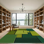 Emerald Green Geometric Overlay Rug