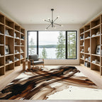 Brown Ink Wash Brush Strokes Rug