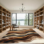 Abstract Earthy Wave Flowing Line Rug